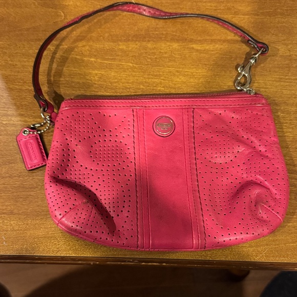 Coach Fuchsia Leather Wristlet - Picture 1 of 4